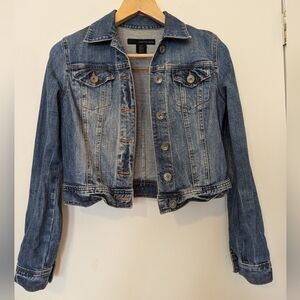 Calvin Klein Denim Jacket Women Fitted Blue Medium Wash Y2K Size Small